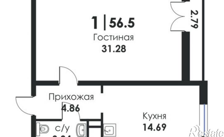 1-комн квартира в новом доме улица Хаджи Булача, 17В,  д. 17В