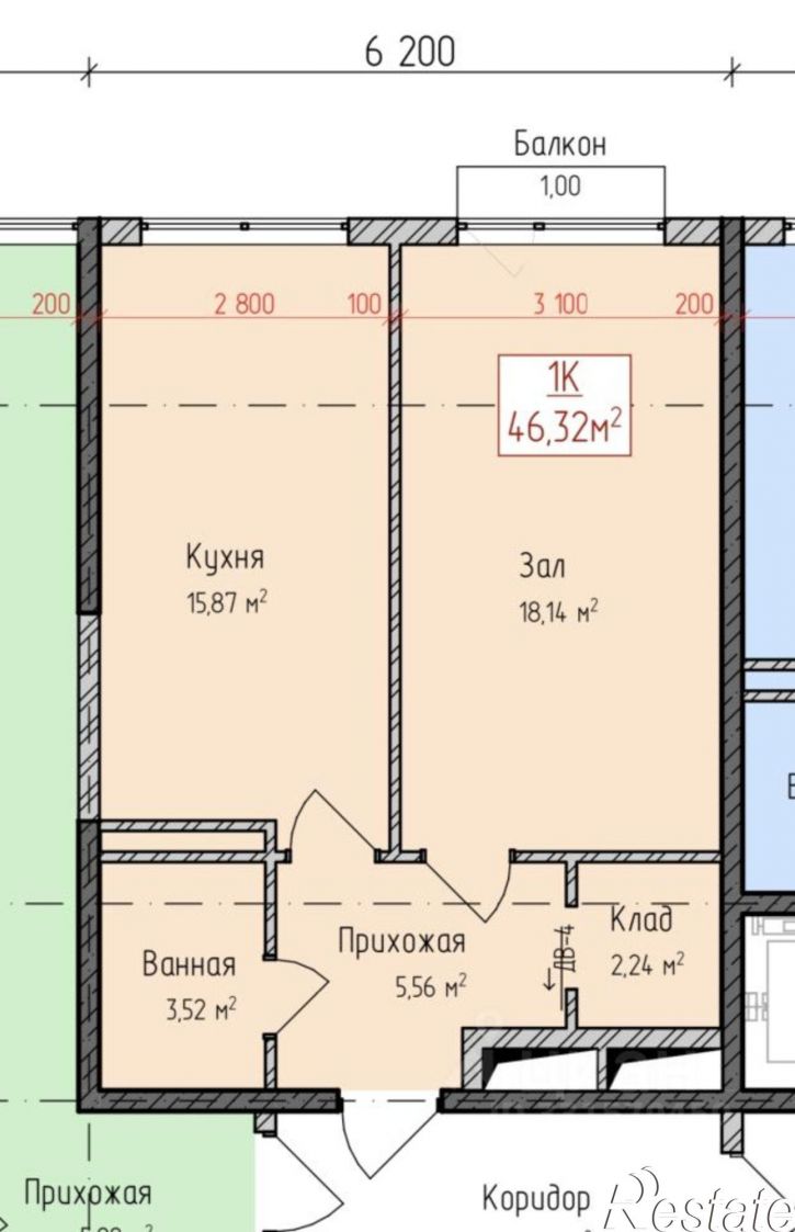 1-комн квартира