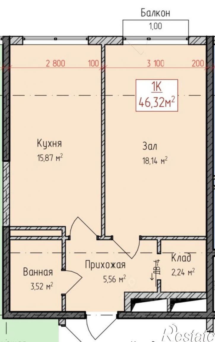1-комн квартира