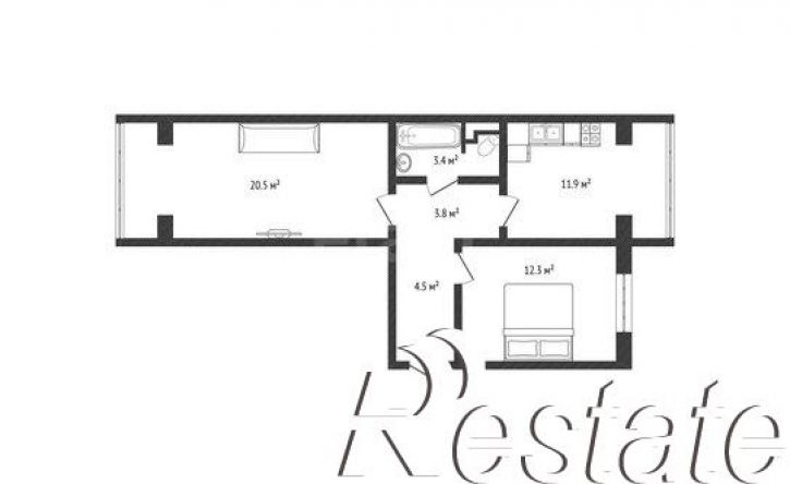 2-комн квартира проспект Насрутдинова, 22Б,  д. 22Б